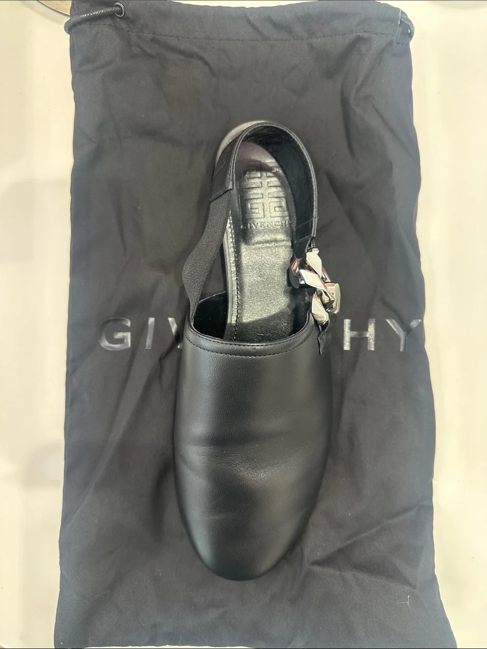 Givenchy Black Leather Slip-On Loafer with Silver Hardware